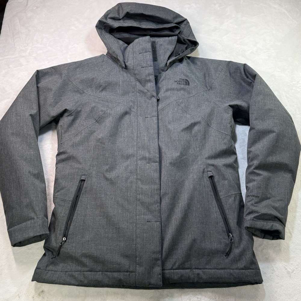 The North Face Womens L HyVent 3 in 1 Jacket Gray Fleece Liner Winter Ski Coat